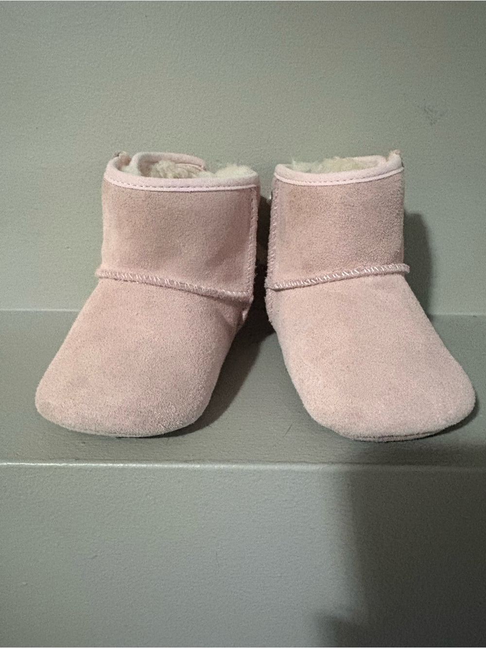 UGG Pink Infant Suede Booties with Plush Lining